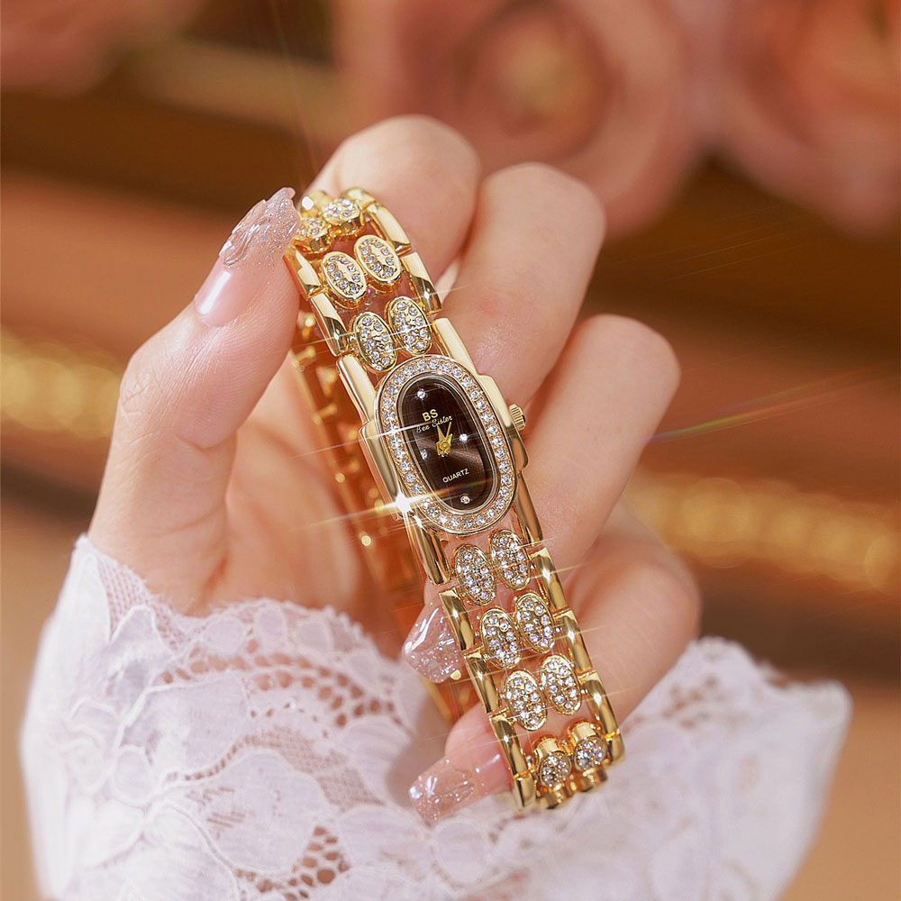 Vintage Watch Crystal - 패션 시계 골드 팔찌 스테인레스 스틸