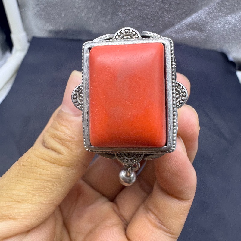 앤틱 청나라 은제 조절 가능한 반지, 엄지손가락 반지, - Vintage Collectible Bells 리뷰 및 가격
