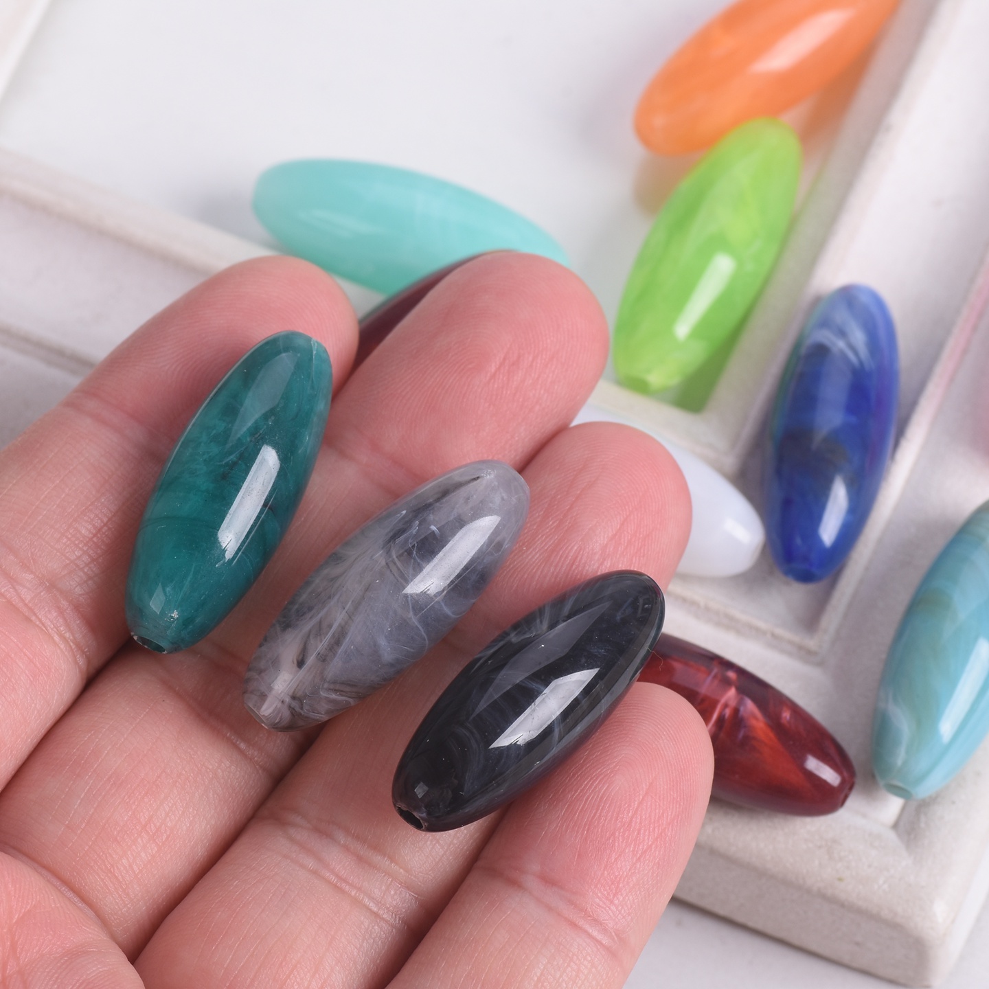 10pcs 럭비 타원형 모양 31x12mm 대리석 아크 - Vintage Collectible Marbles 리뷰 및 가격