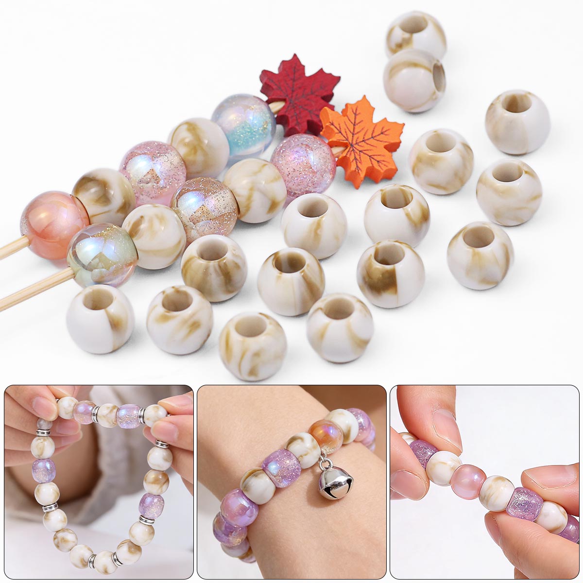 20/40/60개입 12mm 대형 홀 마블 패턴 비즈  - Vintage Collectible Marbles 리뷰 및 가격