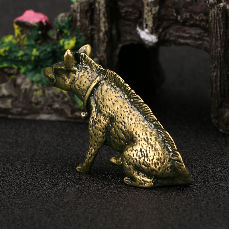 눈이 있는 황동 히아엔이과 동상 미니어처 장식품 데스크 - Vintage Collectible Ornaments 리뷰 및 가격