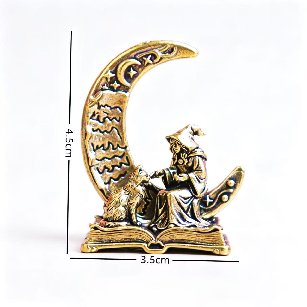 고양이가 있는 황동 달 마녀 장식 조각상, 빈티지 금속 - Vintage Collectible Ornaments 리뷰 및 가격