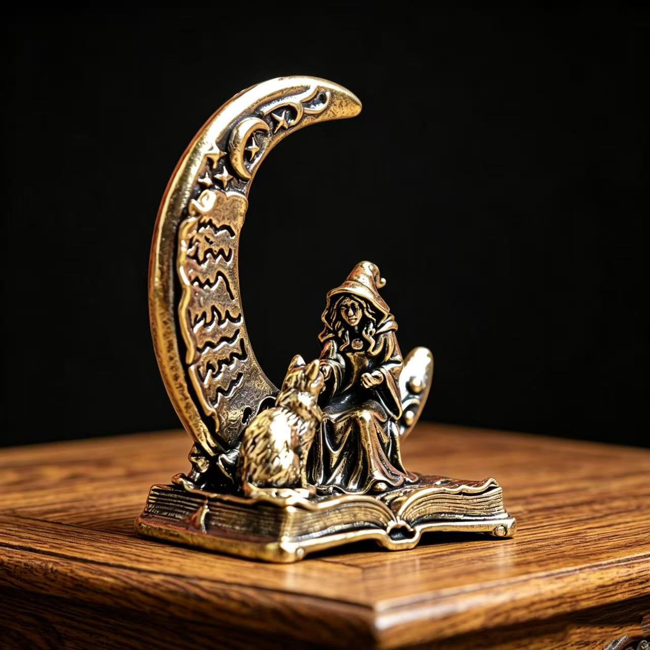 고양이가 있는 황동 달 마녀 장식 조각상, 빈티지 금속 - Vintage Collectible Ornaments 리뷰 및 가격