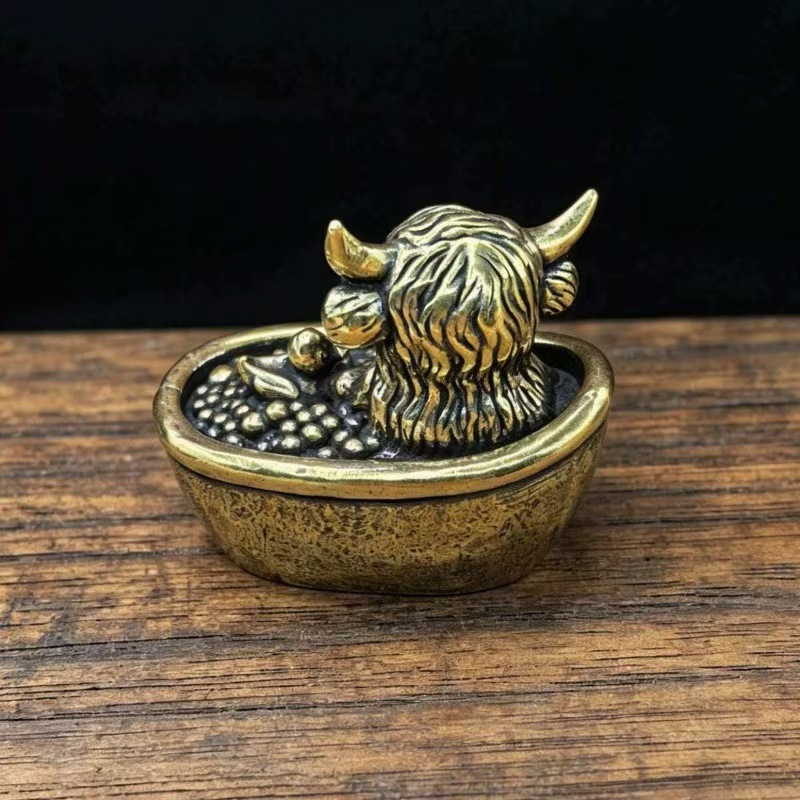 빈티지 황동 홈 데코, 하이랜드 소와 오리 목욕 조각상 - Vintage Collectible Ornaments 리뷰 및 가격