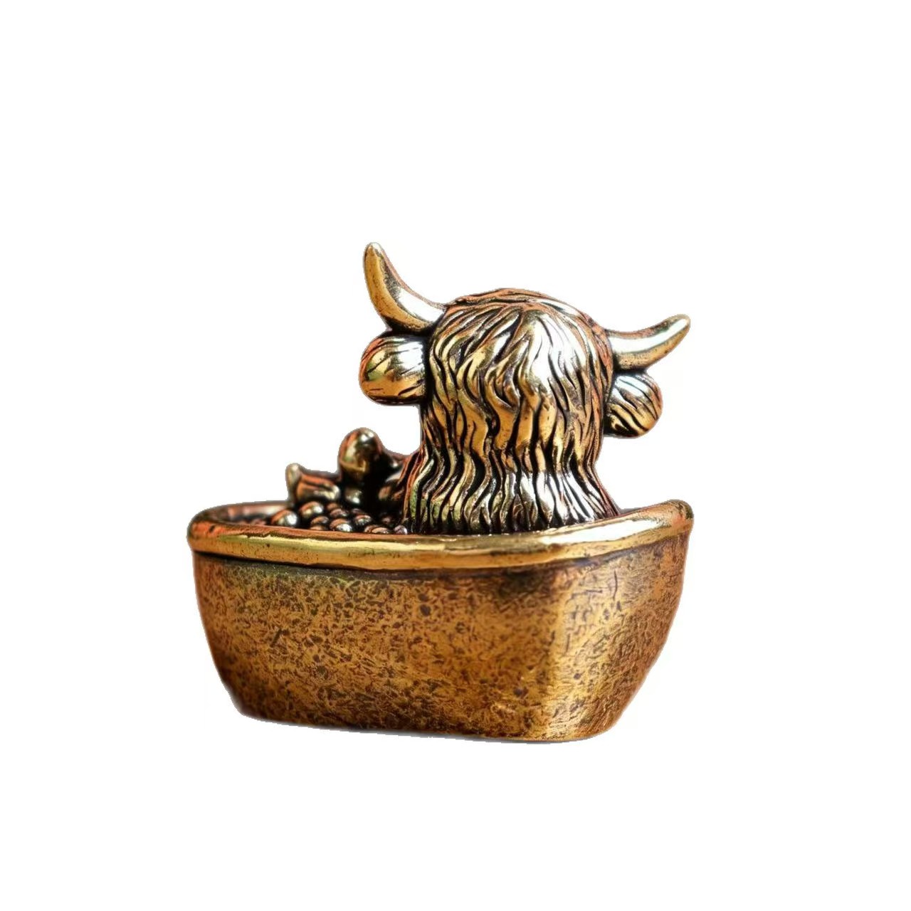 빈티지 황동 홈 데코, 하이랜드 소와 오리 목욕 조각상 - Vintage Collectible Ornaments 리뷰 및 가격
