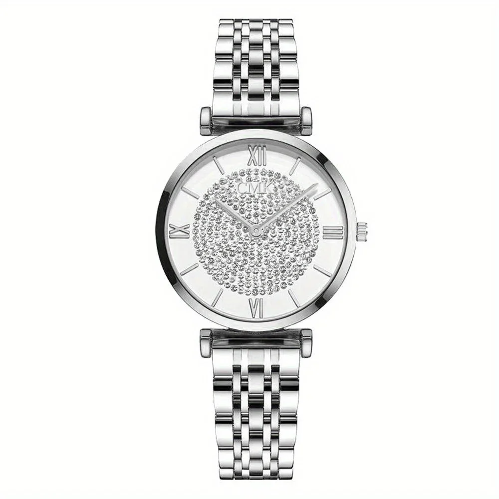 로마 숫자 다이얼 쿼츠 시계, 라운드 포인터, 라인석  - Vintage Watch Crystal 리뷰 및 가격