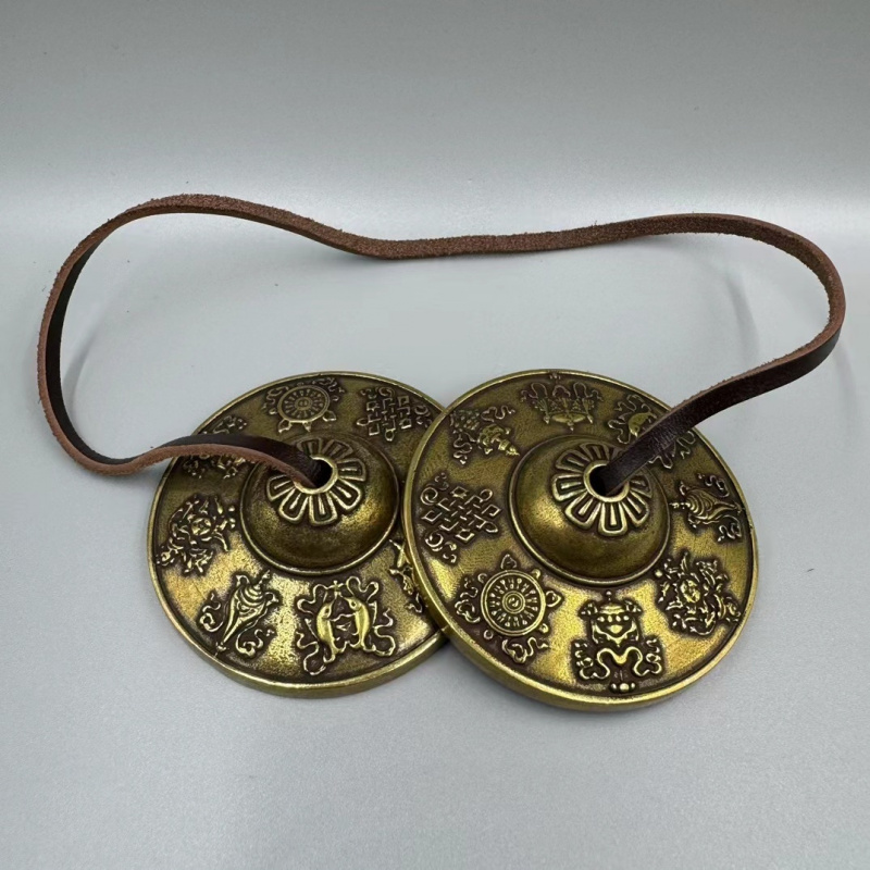 황동 니보르, 더블 드래곤 티베트 여덟 보물 디자인,  - Vintage Collectible Bells 리뷰 및 가격