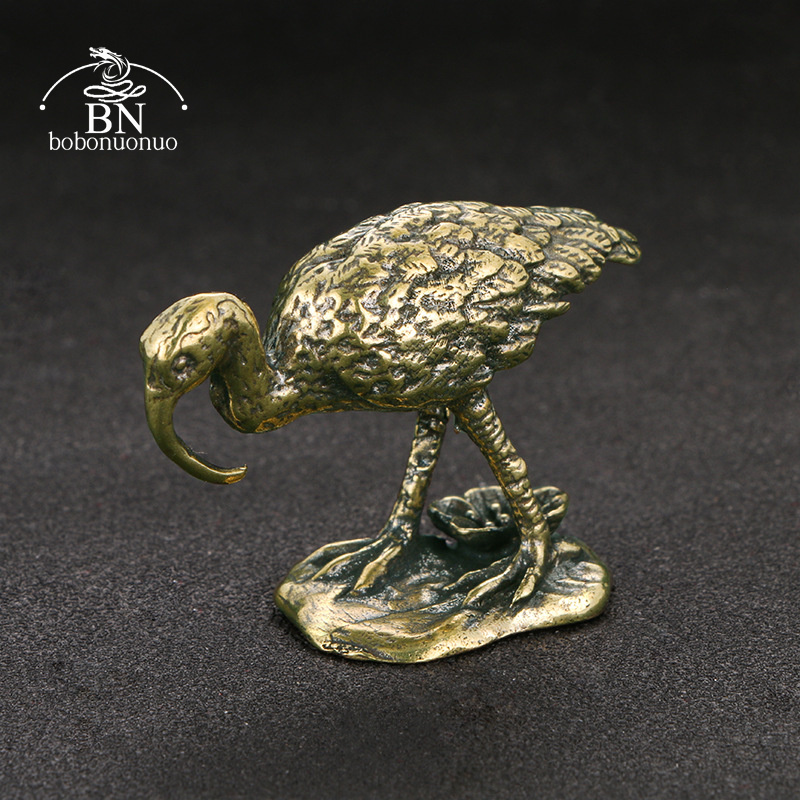 황동 빈티지 긴 뿔을 가진 크레인 조각상 미니어처 책상 - Vintage Collectible Ornaments 리뷰 및 가격