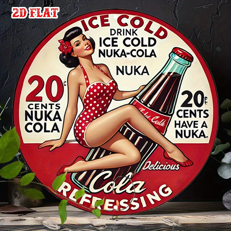 2D 평면, 1개 레트로 핀업 7.87x7.87 원형  - Vintage Collectible Signs 리뷰 및 가격